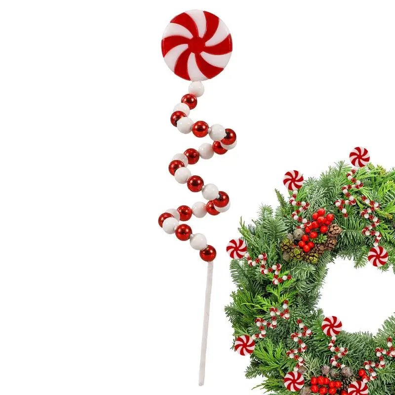 Red & White Candy Cane Christmas Tree Picks