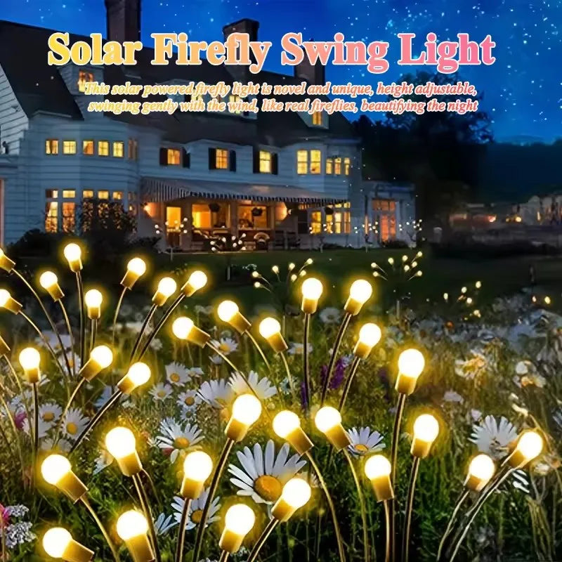 10-LED Solar Firefly Garden Lights – Warm White Outdoor Decor