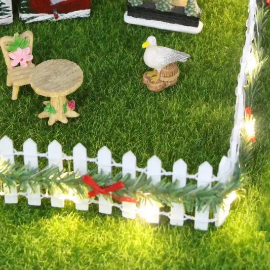 LED Wooden Christmas Tree Fence – Mini Picket Garden & Holiday Decoration Coffee / United States