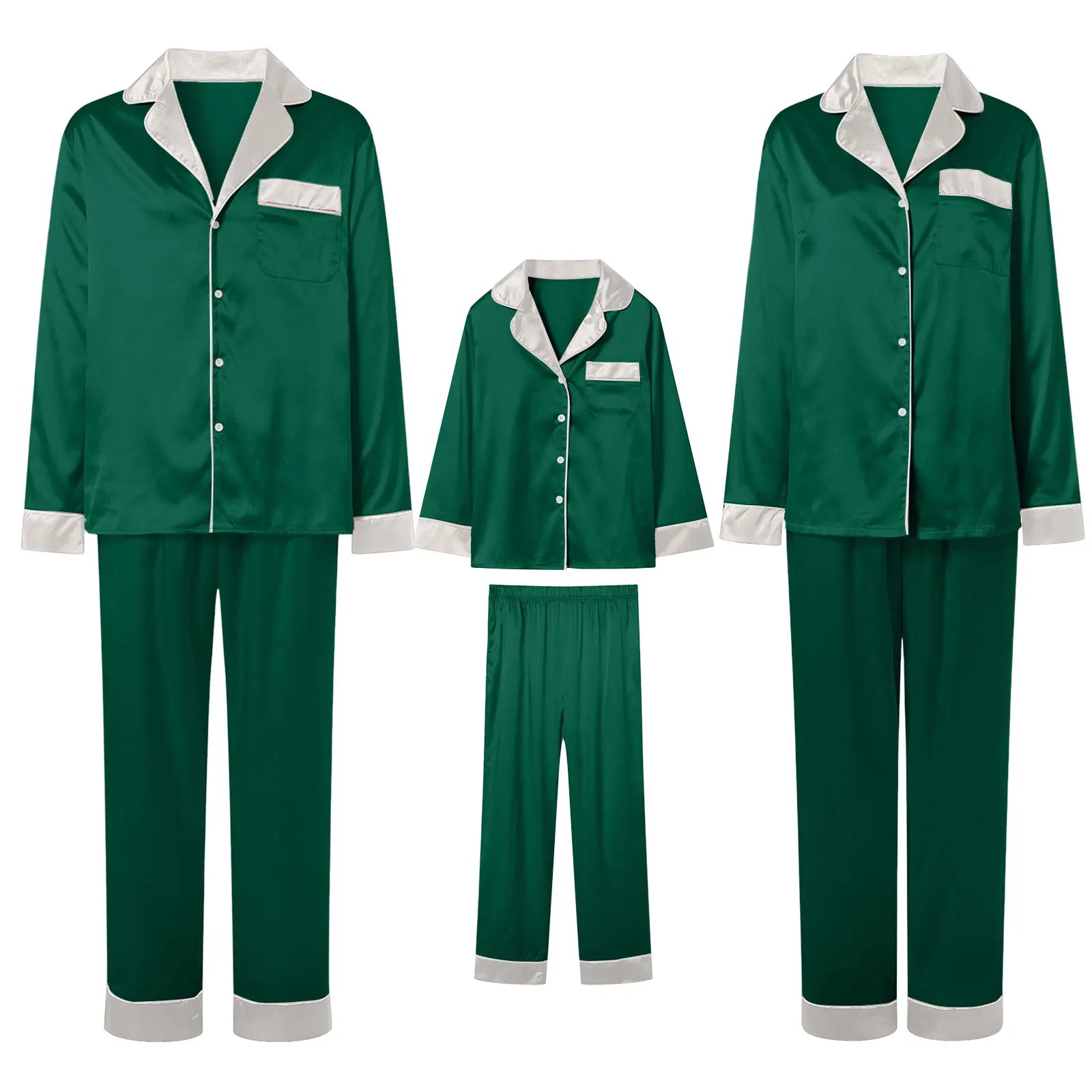 Silk Satin Christmas Family Pajamas Matching Sets