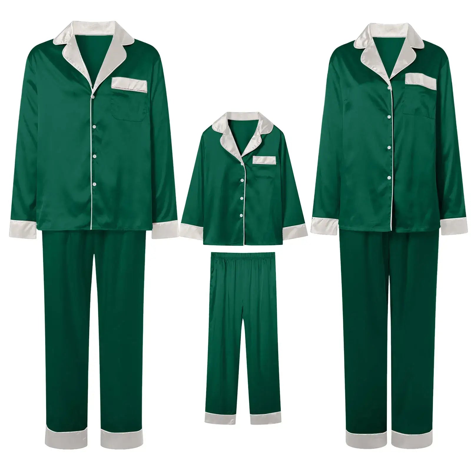 Silk Satin Christmas Family Pajamas Matching Sets Mother-Dark Green / S / United States