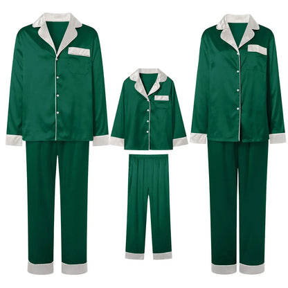 Silk Satin Christmas Family Pajamas Matching Sets Mother-Dark Green / S / United States