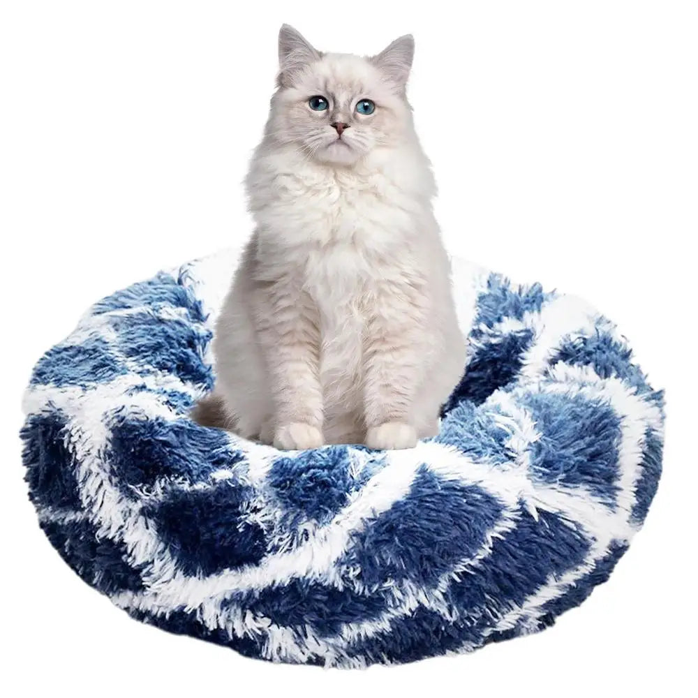 Round Dog Bed House Dog Mat Long Plush Cats Nest USB Heating Dog Basket Pet Cushion Soft Sleeping Pets Winter Warmth Supplies