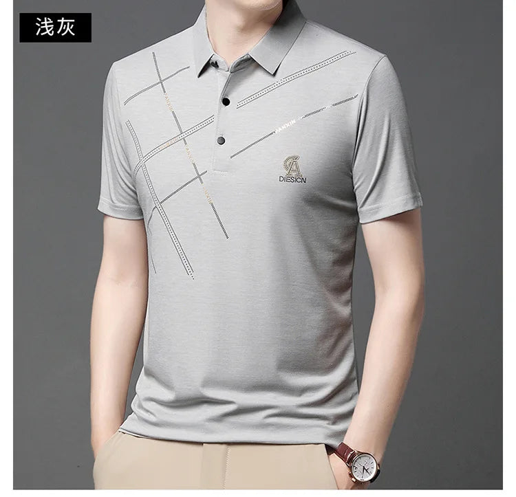 Business Casual Men Striped Polo Shirts