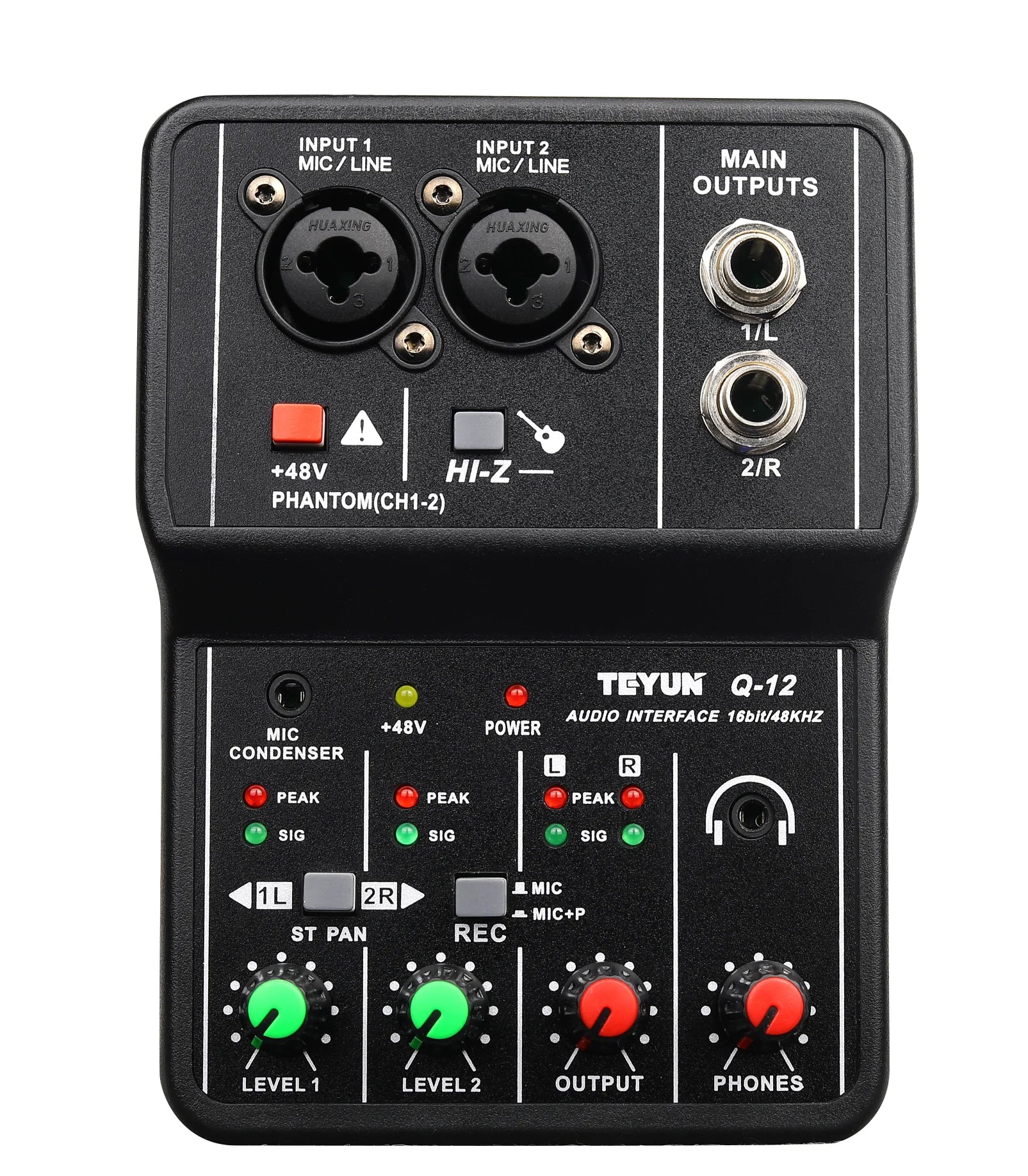 TEYUN Q-12 Professional Audio Sound Card with Monitor Electric Guitar