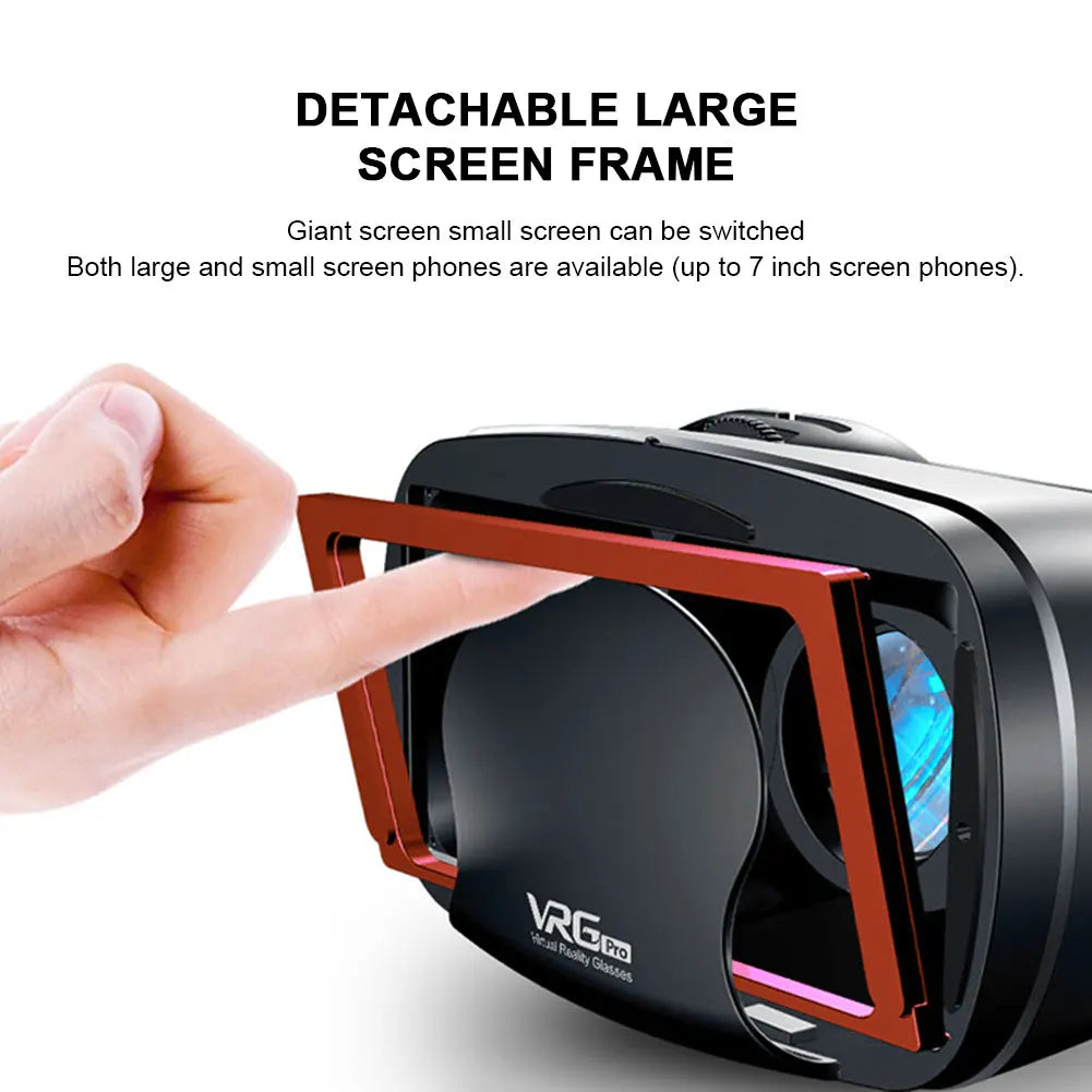 VRG Pro 3D VR Headset with Adjustable Lenses – Immersive Smart Glasses for 3.5–7” Smartphone