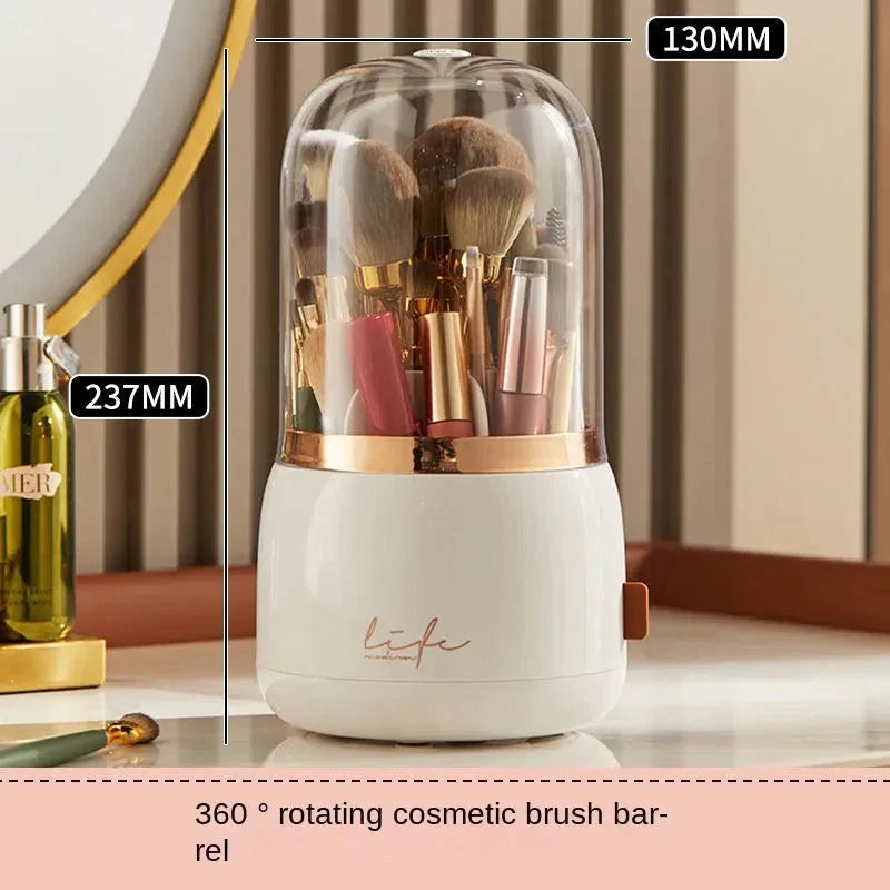 360° Rotating Makeup Brushes Holder Dark Green