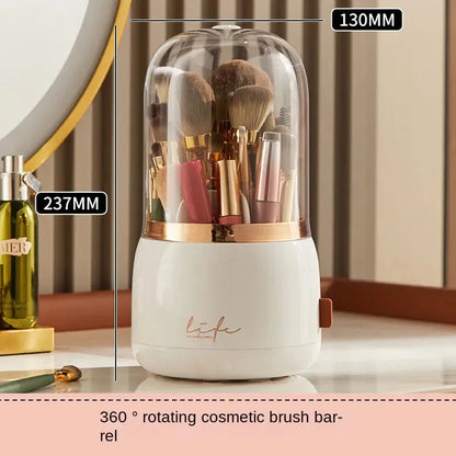 360° Rotating Makeup Brushes Holder Dark Green