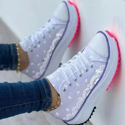 2022 Pattern Canvas Women Sneakers Casual Sport Shoes White / 5