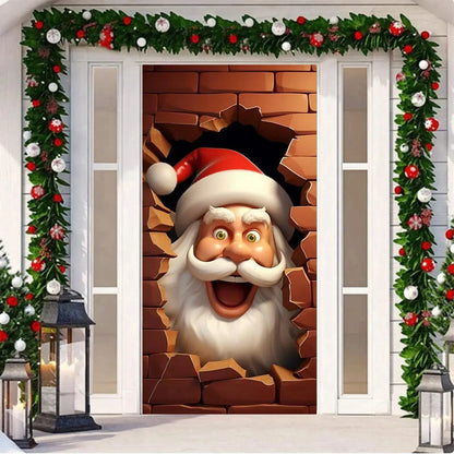 Santa Door Cover Decoration Tapestry Holiday Party C / One Size / United States