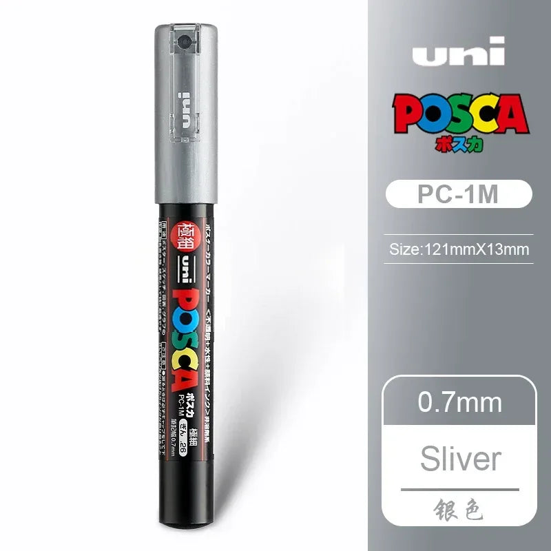 1 UNI Ball POSCA PC-1M Marker Pen POP Poster Silver
