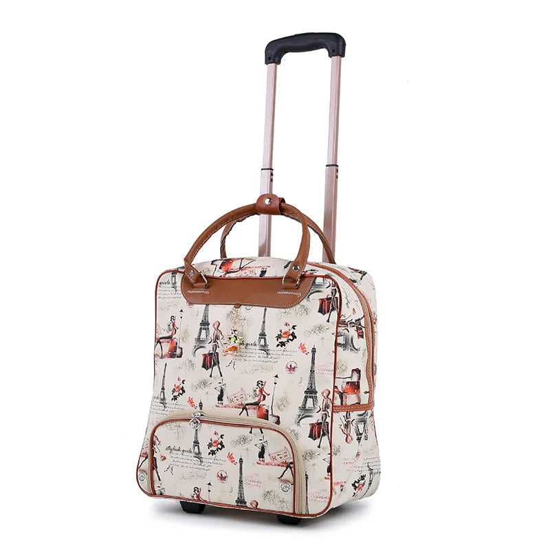 Travel Rolling Luggage Retro girl Suitcase Bag