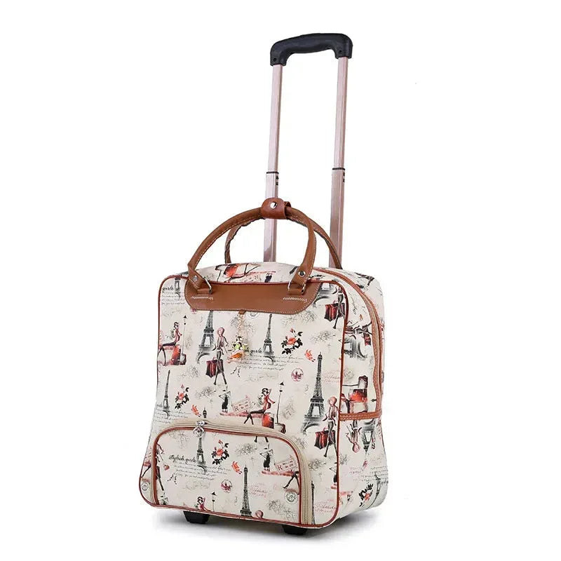 Travel Rolling Luggage Retro girl Suitcase Bag B