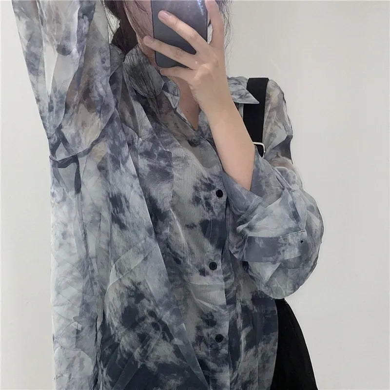 Shirts Women Fashion Tie Dye Harajuku Gothic Top