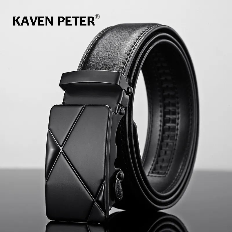 Men Leather Belt Metal Automatic Buckle