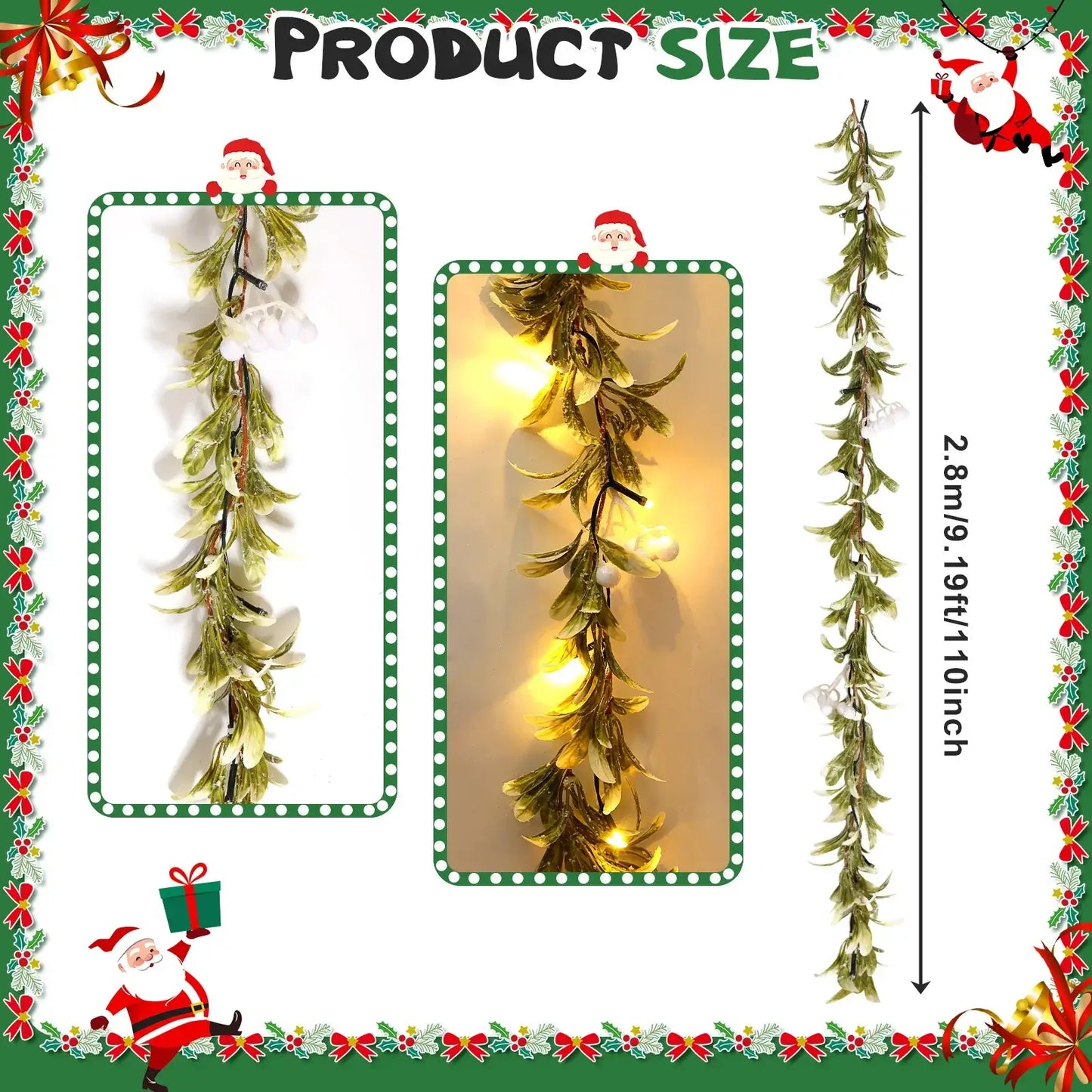 9.2ft Flocked Christmas Garland with Lights – Indoor & Outdoor Decor