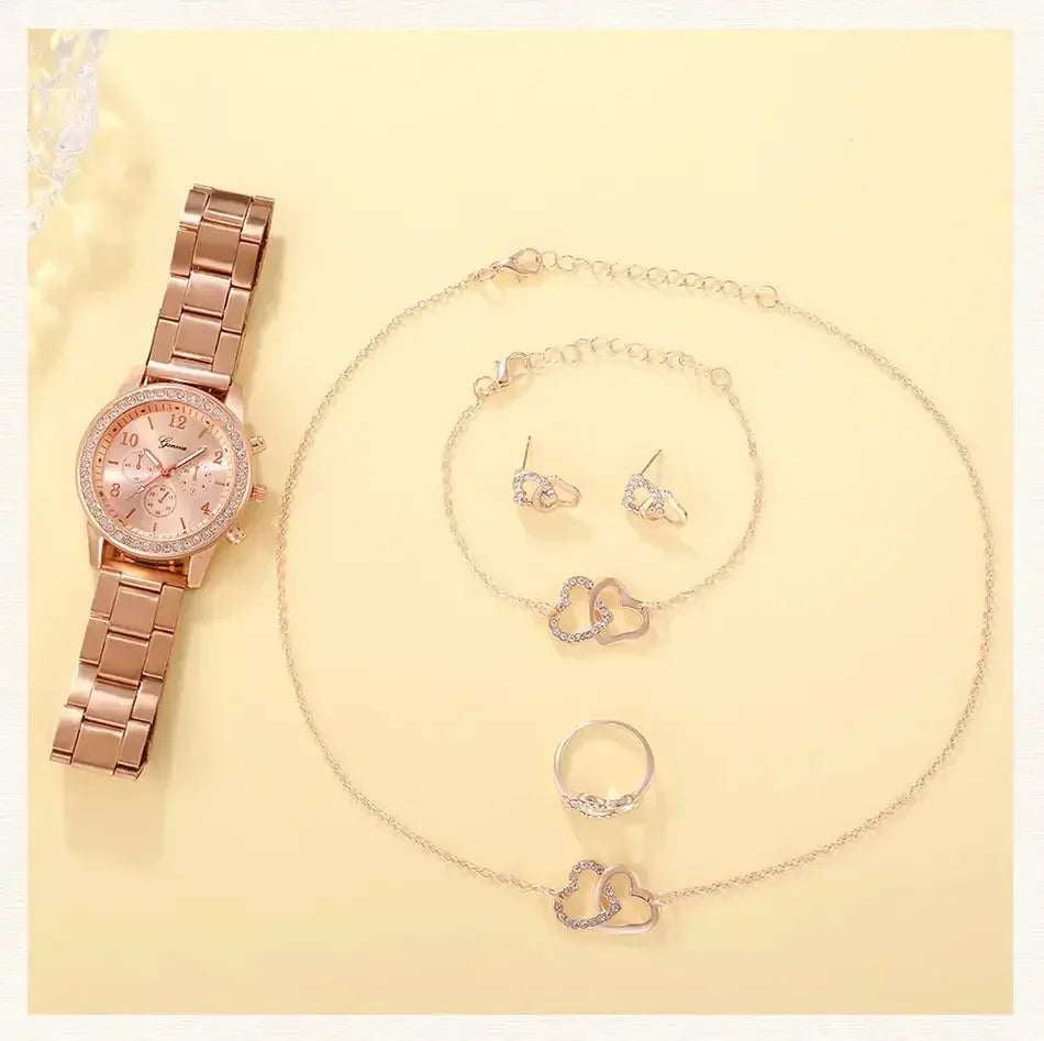 6 pcs. Rose Gold jewelry set Gold