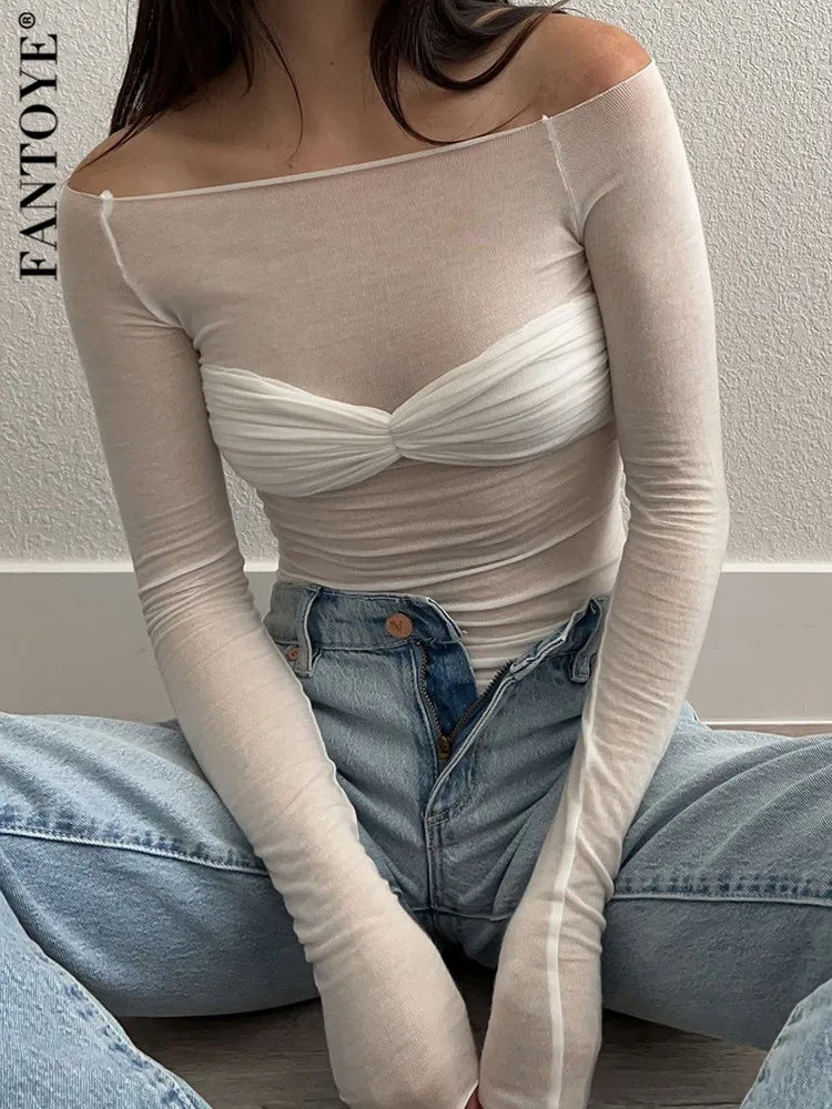 Sexy Mesh Off Shoulder