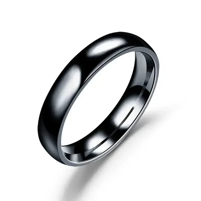 Classic 6mm Titanium Ring Hypoallergenic High Polish Unisex Wedding Band black / 10