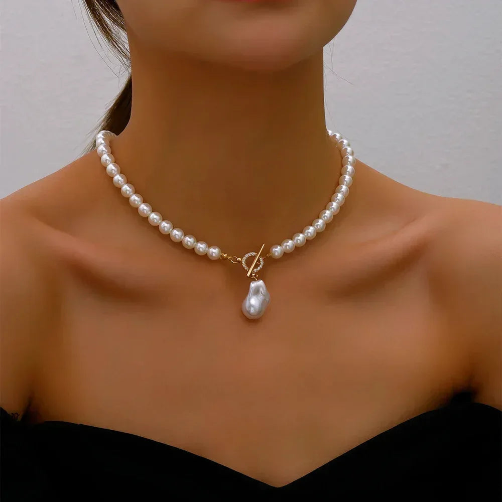 Trend Elegant Jewelry Wedding Big Pearl Necklace 4