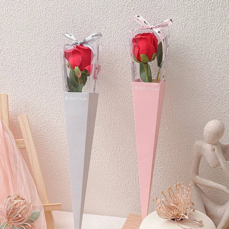 Single Rose Clear Window Box Bouquet Flower Wrapping Gift Box