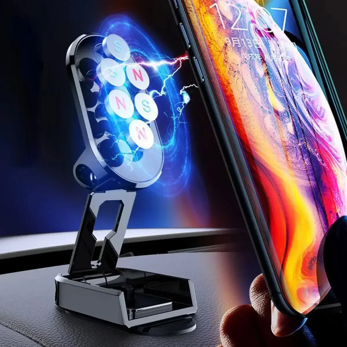 Magnetic Car Phone Mount – 360° Rotating Smartphone Holder black