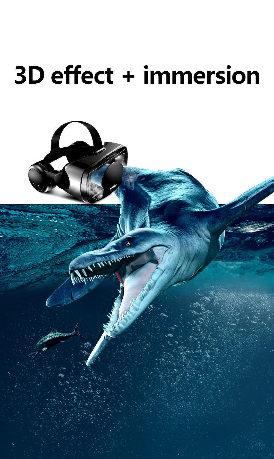 VRG Pro 3D VR Headset with Adjustable Lenses – Immersive Smart Glasses for 3.5–7” Smartphone