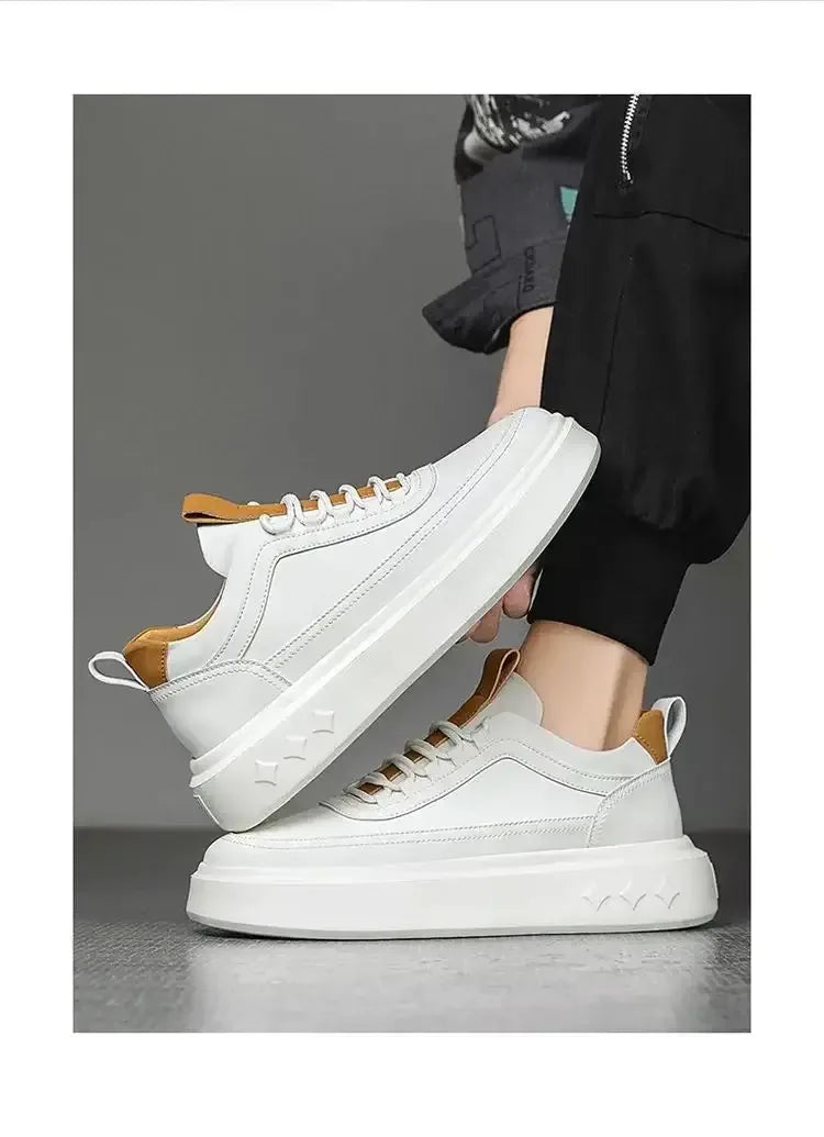 Men Thick Sole Shoes white brown / 39