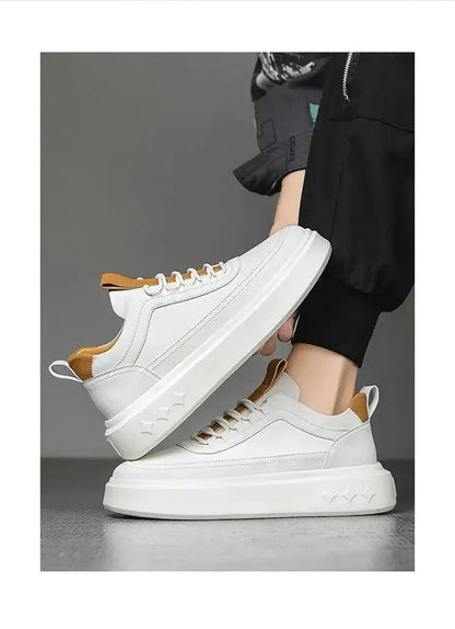 Men Thick Sole Shoes white brown / 39