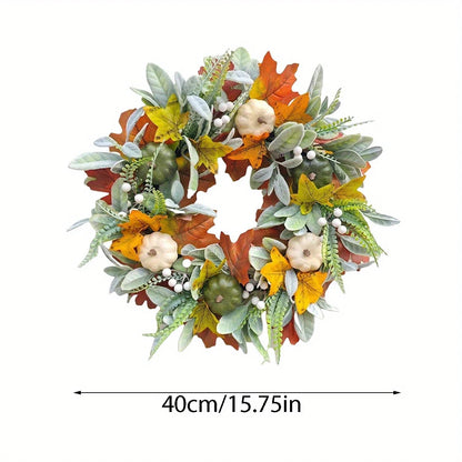 Thanksgiving Wreaths Harvest Festival Pumpkin Maple Leaves 15.75 Inches / United States