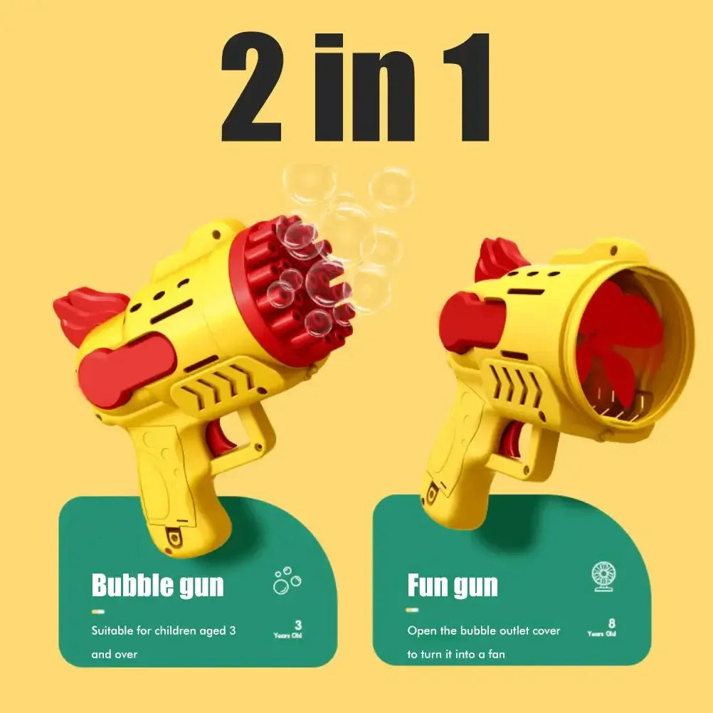 Bubble Gun Kids Toys Automatic Soap Rocket Bubbles Machine Outdoor Wedding Party Toy Birthday Gifts 29 holes Yellow