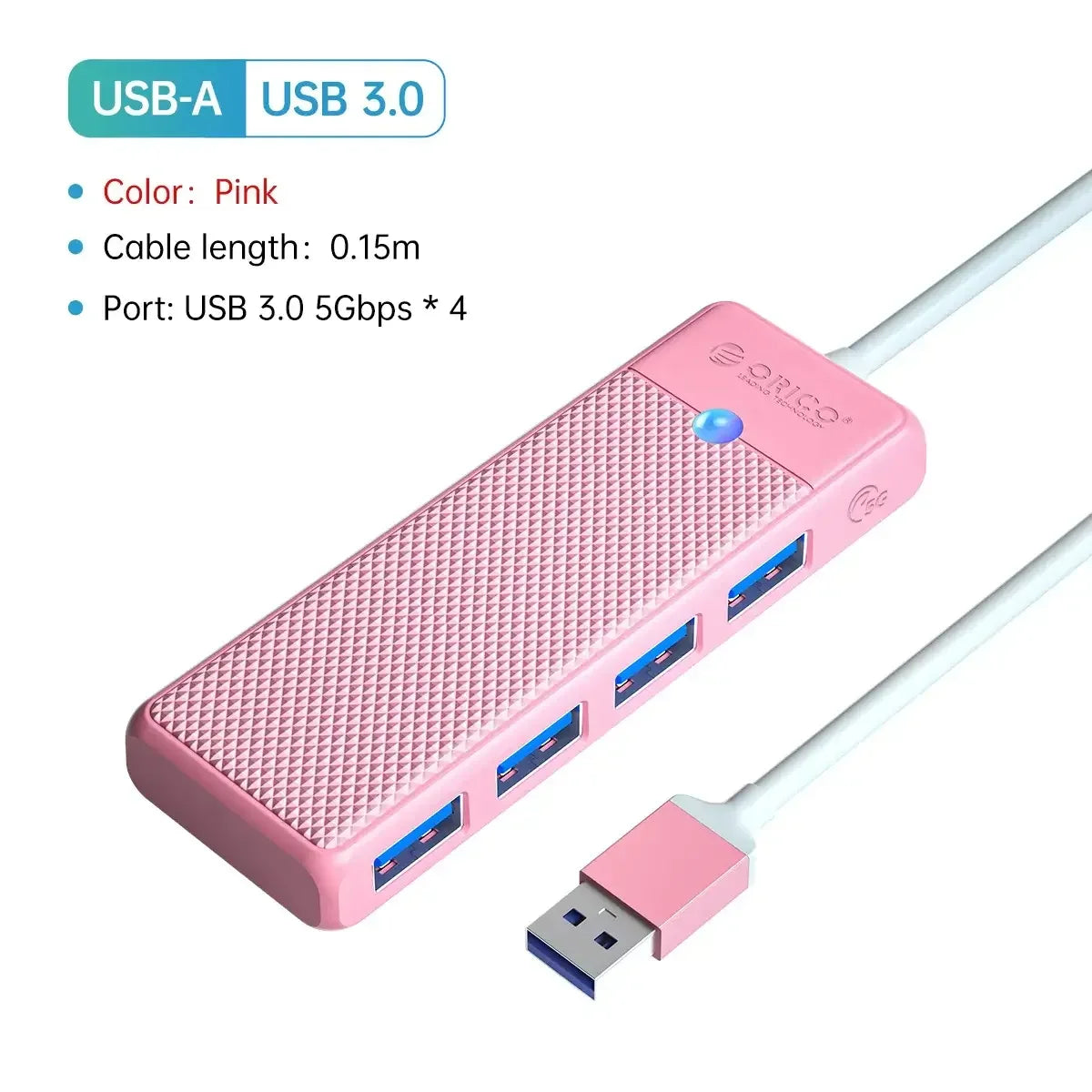 ORICO Ultra-Slim 4-Port USB-C Hub 4 USB 3.0 15cm USB A 2 / United States