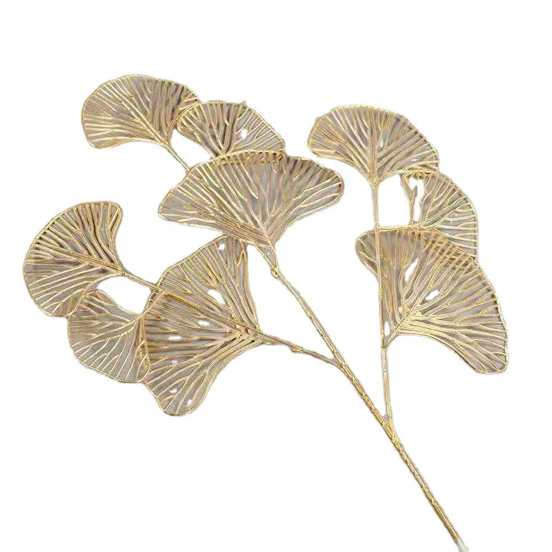 Artificial Gold Ginkgo Eucalyptus Holly Home Decor Crafts