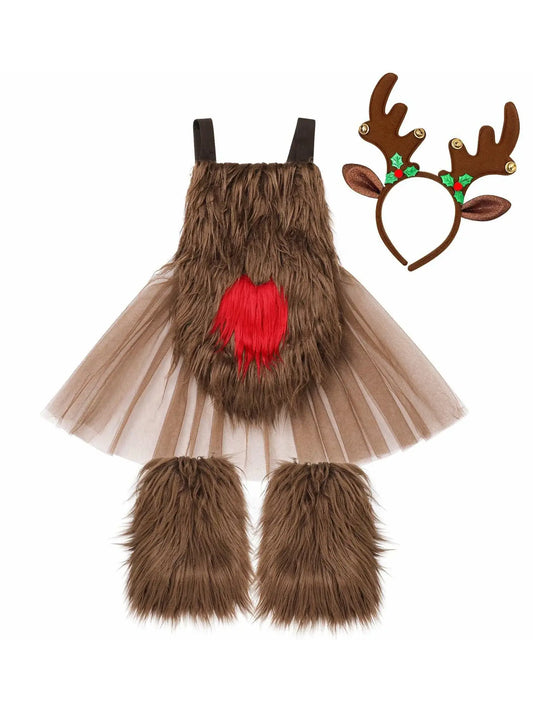 Toddler Boys Christmas Jumpsuit Set with Santa Hat & Socks Khaki / 18-24M / United States