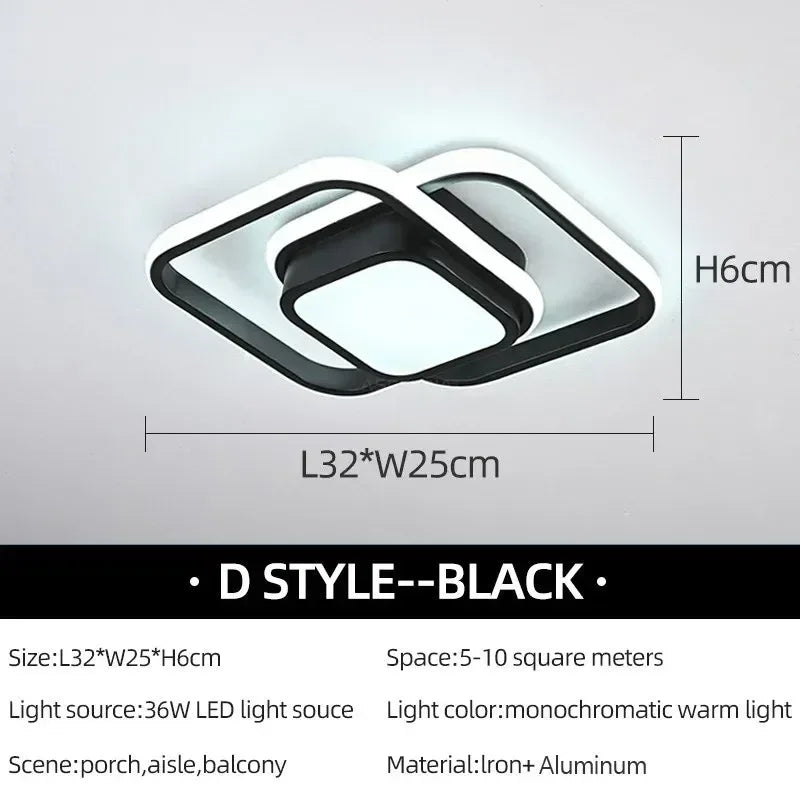 Modern LED Aisle Ceiling Lights D-Black / Cool white