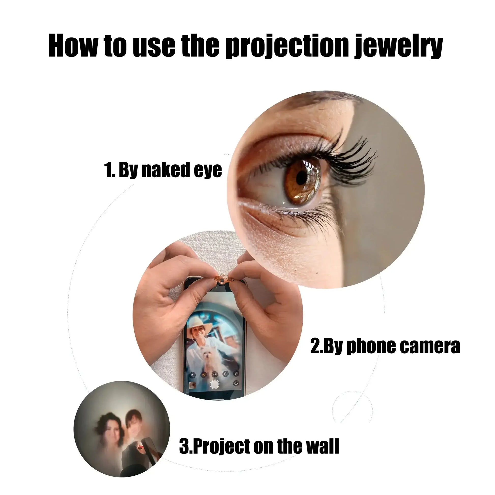 Custom Photo Projection Necklace Cat Zircon Ear Pendant Rose Gold / United States / 45cm