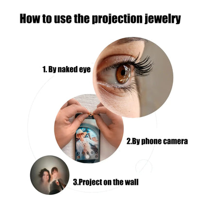 Custom Photo Projection Necklace Cat Zircon Ear Pendant Rose Gold / United States / 45cm