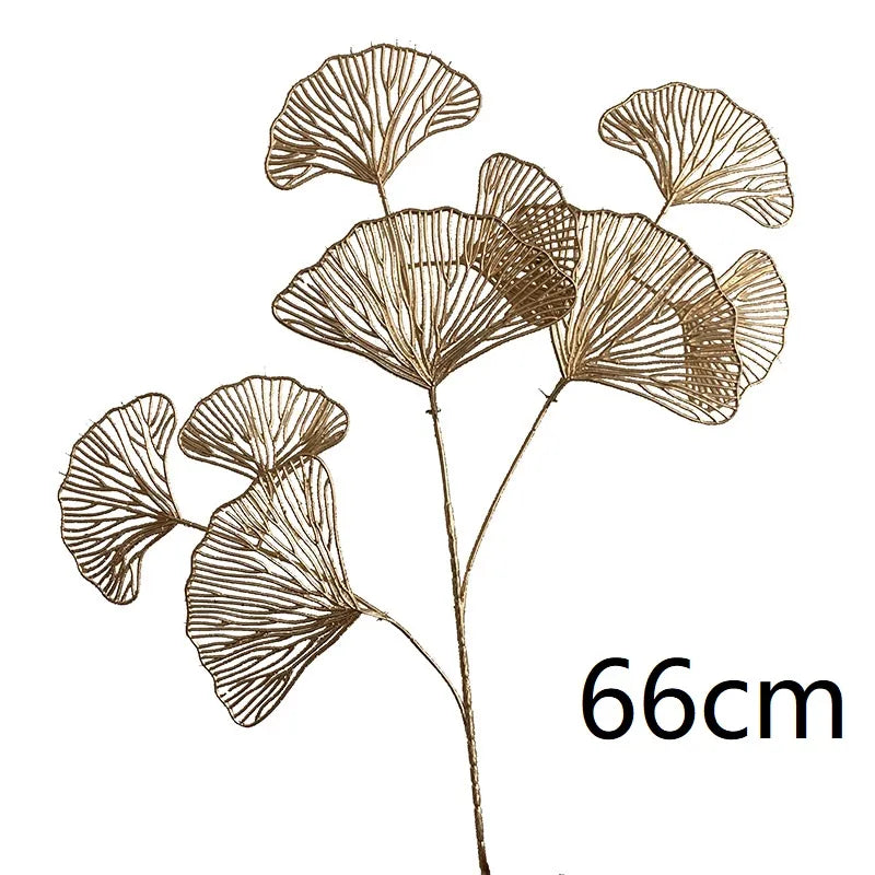 Artificial Gold Ginkgo Eucalyptus Holly Home Decor Crafts