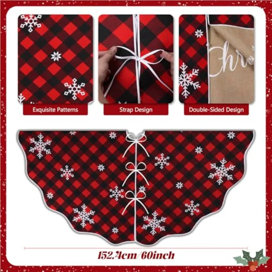 Buffalo Plaid Burlap Christmas Tree Skirt