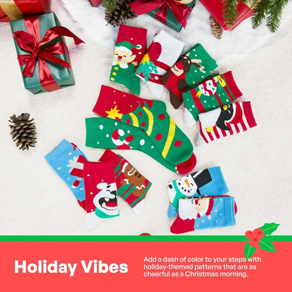 JOYFY 12 Pairs Christmas Crew Socks – Women’s Holiday Gift Set US 6-9 / United States / 12 Pairs