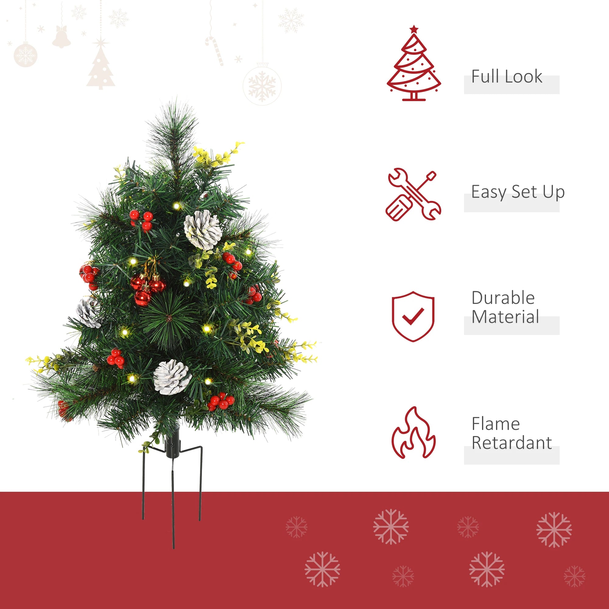 Pre-Lit Artificial Pine Christmas Tree Set