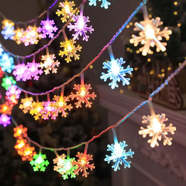 Snowflake String Fairy Lights – 10 LED Christmas Garland for Tree & Home Décor