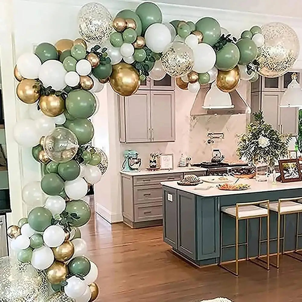 Wedding Balloon Garland Arch Kit White Gold Confetti Latex Balloons