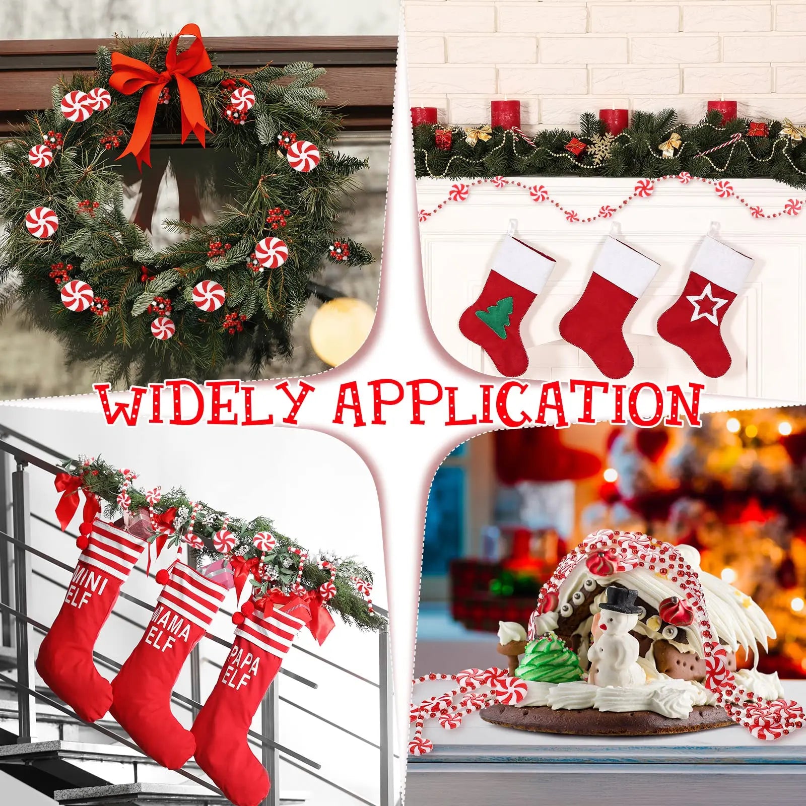 10FT Peppermint Candy Christmas Garland – Festive Crystal Candy Tree & Home Decoration