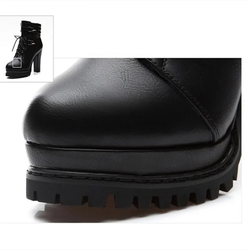 Chunky Heel Platform Ankle Boots