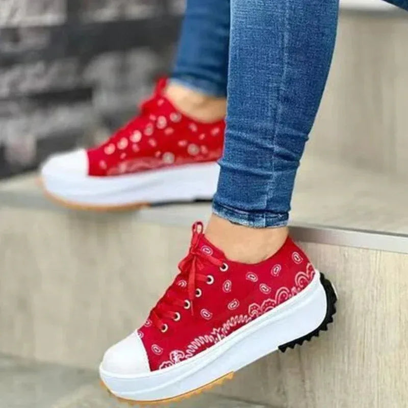 2022 Pattern Canvas Women Sneakers Casual Sport Shoes White / 5