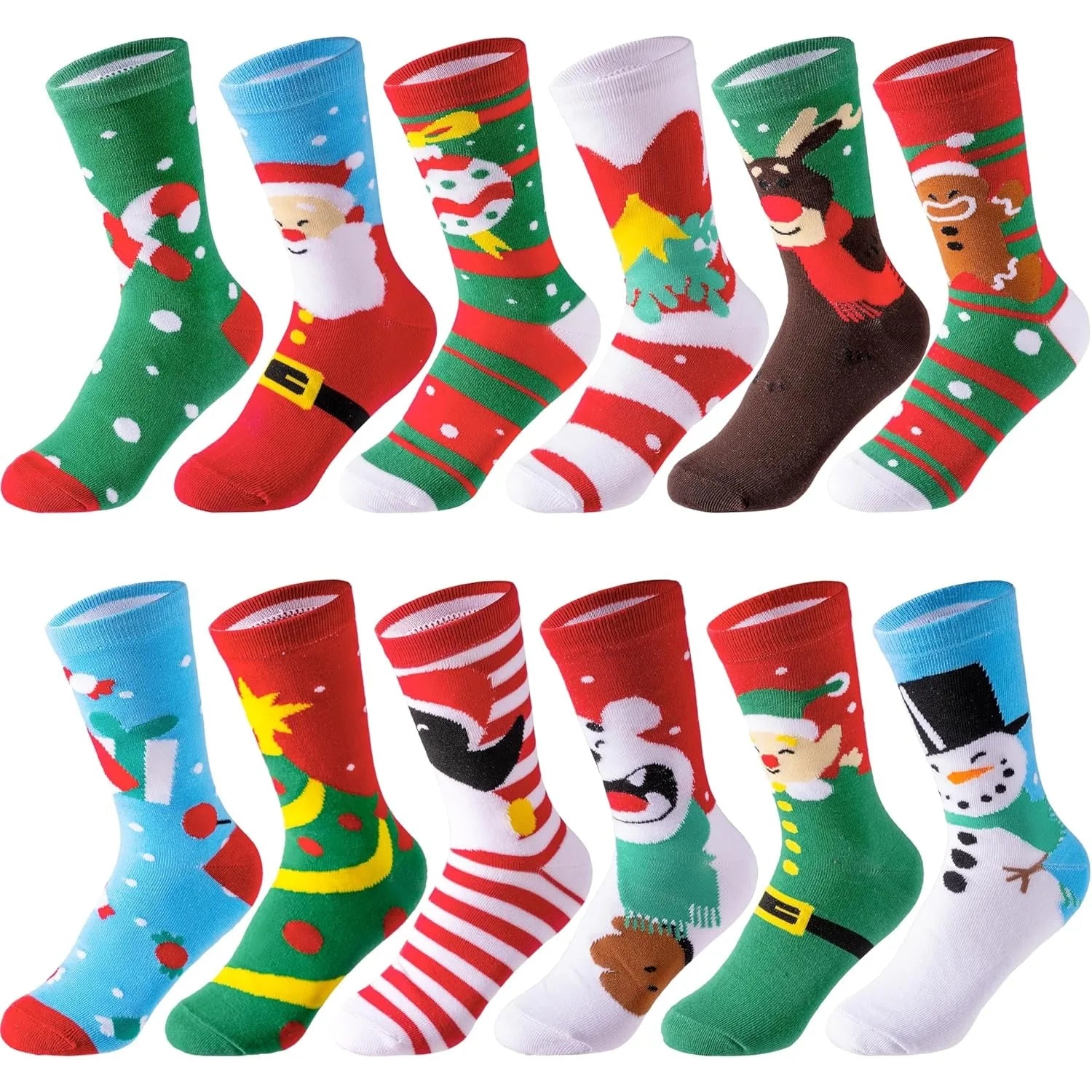 JOYFY 12 Pairs Christmas Crew Socks – Women’s Holiday Gift Set