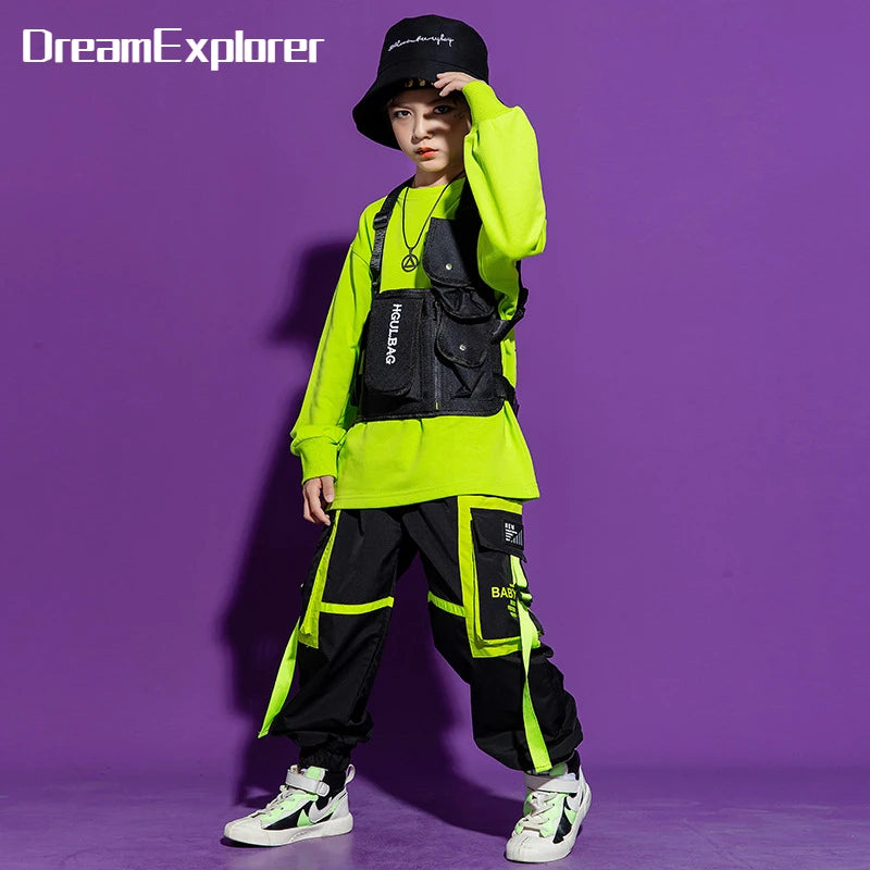 Boys Hip Hop Vest Girls Cuff Cargo Pants