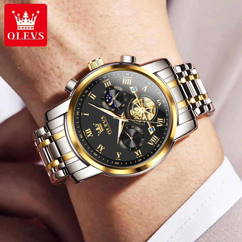 OLEVS Top Brand Men's Watches Classic Roman Scale Dial Luxury