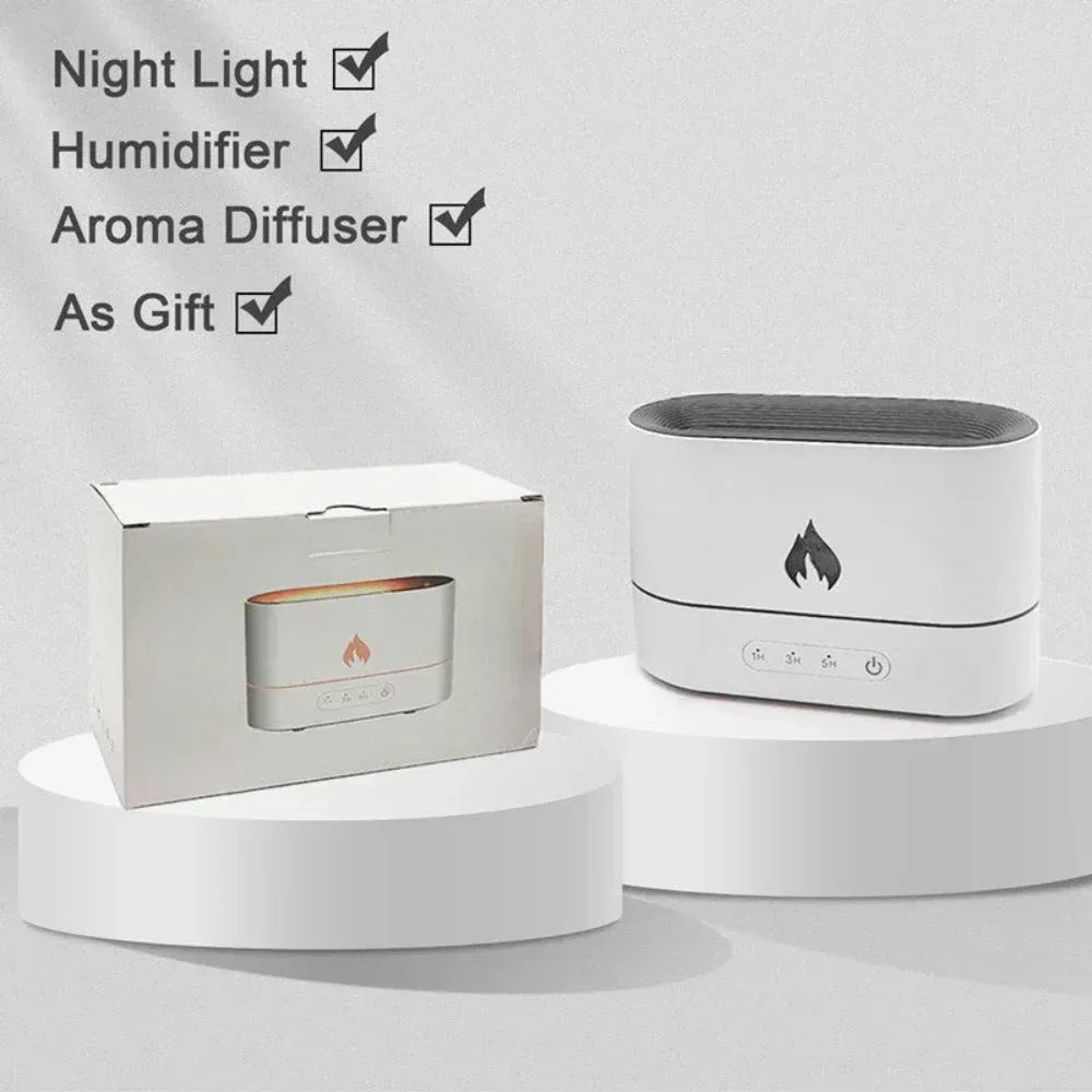 Essential Oil Diffuser With Flaming Effect And Timer White